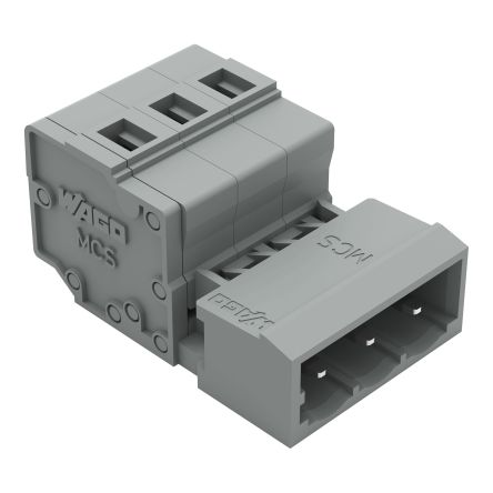 WAGO 231 Series Pluggable Terminal Block, 3-Contact, 2.5 mm Pitch, 1 Row, 231-603-1
