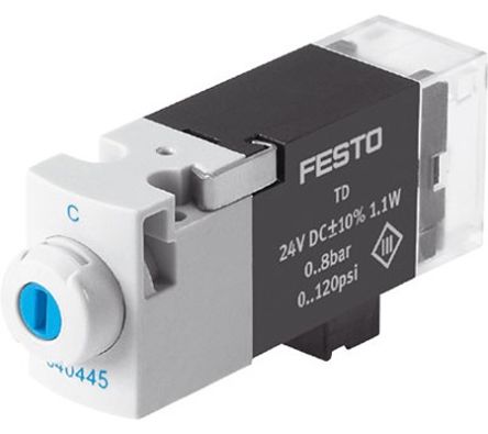Festo Pneumatic Solenoid Valve - 1 Solenoid, 3/2 NO Electric MHA1 Series 24V dc