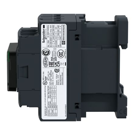 Schneider Electric LC1D Contactor, 24V ac Coil, 3-Pole, 18 A, 7.5 kW 24V ac, 3 NO, 690V ac