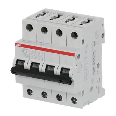 ABB System Pro M Compact S200M Miniature Circuit Breaker, 4-Pole, 32A, Type B, 400V ac AC, 12 V dc DC, 15 kA Breaking
