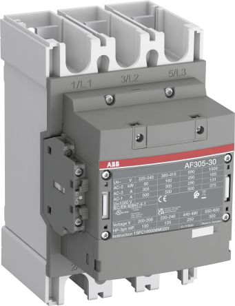 ABB AF305 Contactor, 24V ac/dc Coil, 3-Pole, 400 A, 160 kW 60V, 3 NO, 690V ac