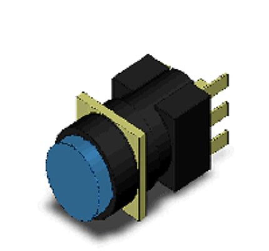 Omron A16 Series Push Button Switch, Momentary, Panel, 16 mm Cutout, SPDT, Blue LED, IP65, 30 V dc 30 V ac