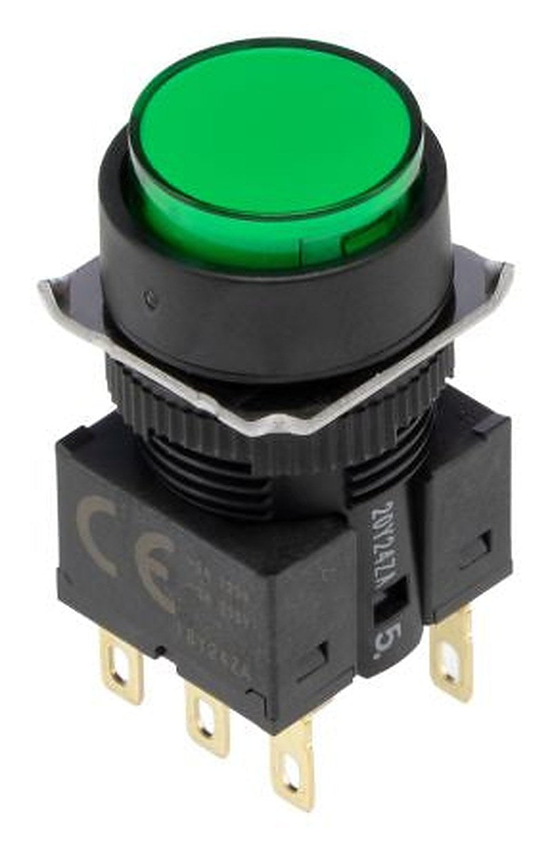 Omron A16 Series Push Button Switch, Momentary, Panel, 16 mm Cutout, DPDT, IP66