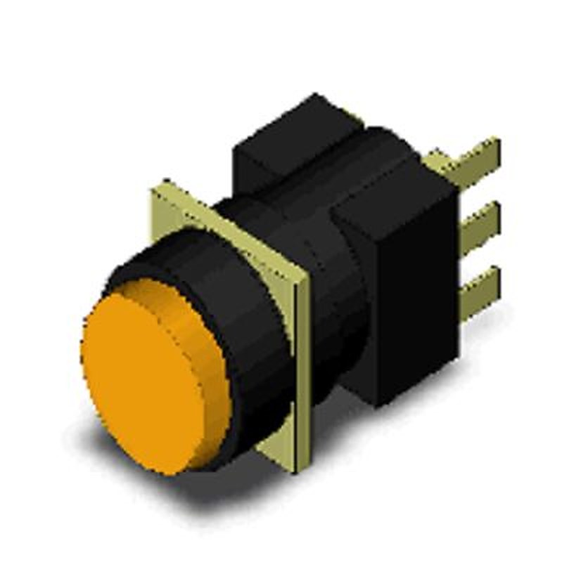 Omron A16 Series Push Button Switch, Momentary, Panel, 16 mm Cutout, SPDT, Yellow LED, IP65, 30 V dc 30 V ac