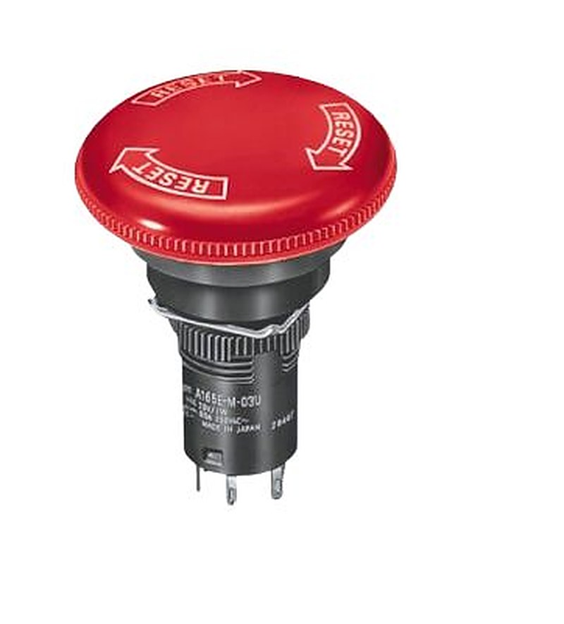 Omron A165E Series Twist Release Emergency Stop Push Button, Panel Mount, 16 mm Cutout, IP65