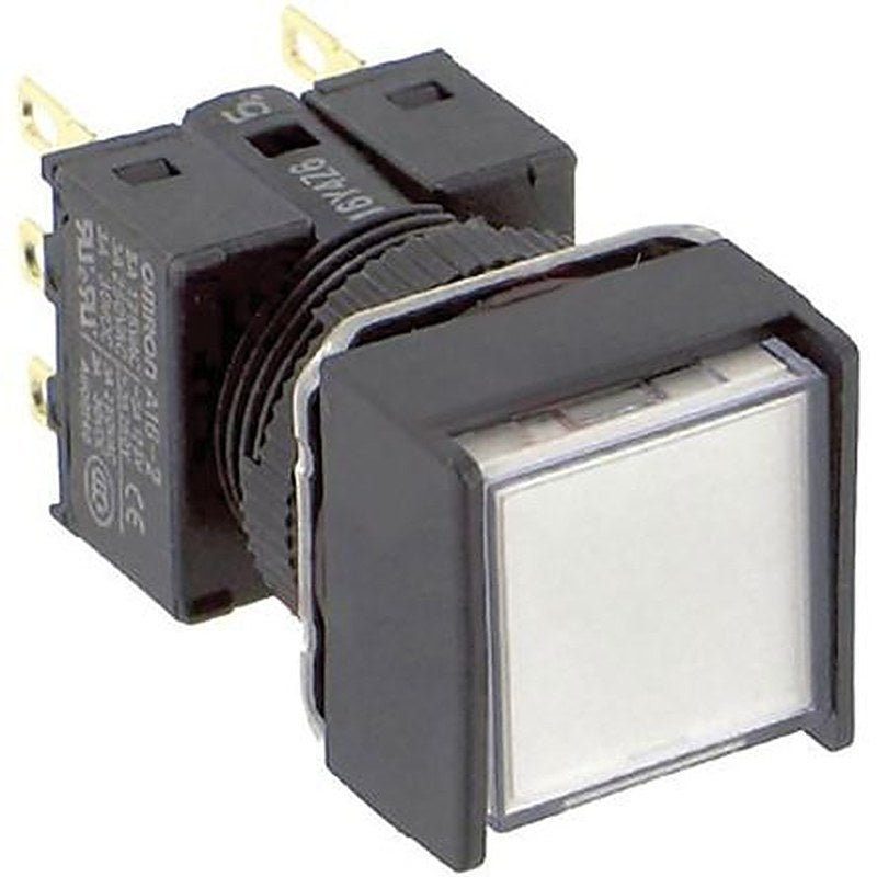 Omron A16 Series Illuminated Push Button Switch, Panel, 16 mm Cutout, DPDT, IP65, 30 V dc