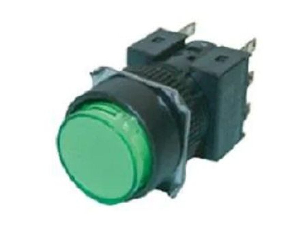 Omron A16 Series Illuminated Push Button Switch, Panel, 16 mm Cutout, Green LED, IP65