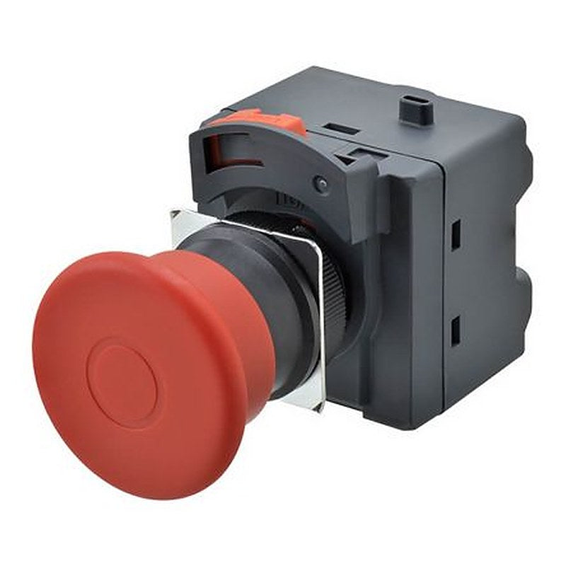 Omron A22NE-PD Series Turn Reset Emergency Stop Push Button, Panel, 22 mm Cutout, 2 NC/1 NO, IP69K, IP65