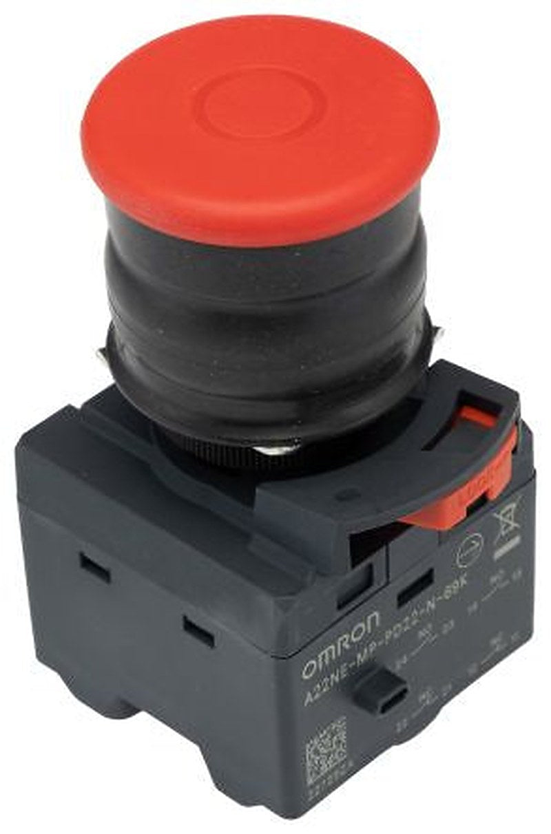 Omron A22NE-PD Series Pull Release Emergency Stop Push Button, Panel Mount, 22 mm Cutout, 2 NC/2 NO, IP69K