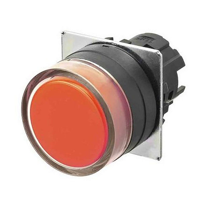 Omron A22NZ Series Push Button Switch, Momentary, Panel, 22 mm Cutout, SPST, Red LED, IP66, 30 V dc 24 V ac