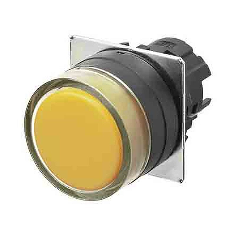 Omron A22NZ Series Yellow Momentary Push Button Head, 22 mm Cutout, IP66, IP67, IP69K