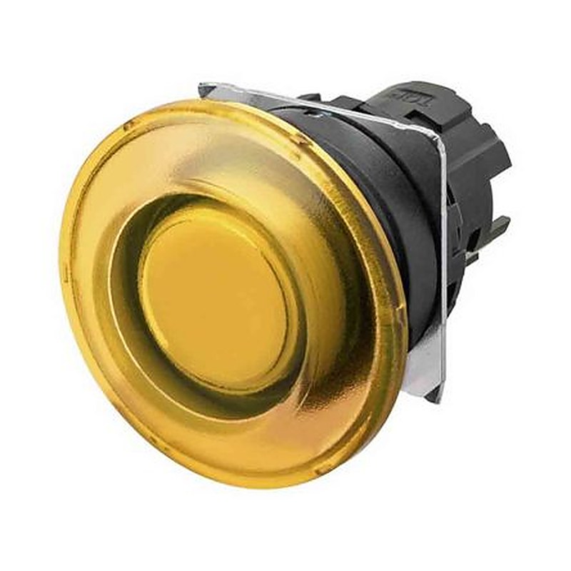 Omron A22NZ Series Illuminated Push Button Switch, Momentary, Panel, 22 mm Cutout, SPST, Yellow LED, IP66, 30 V dc 24 V