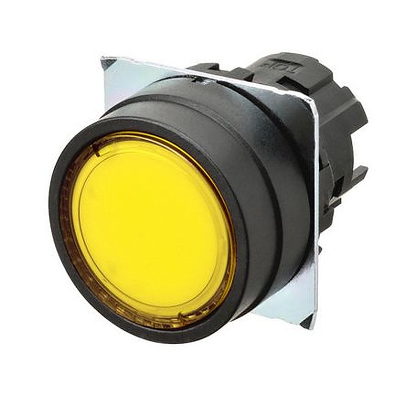 Omron A22N Series Yellow Momentary Push Button Head, 22 mm Cutout, IP66, IP67, IP69K