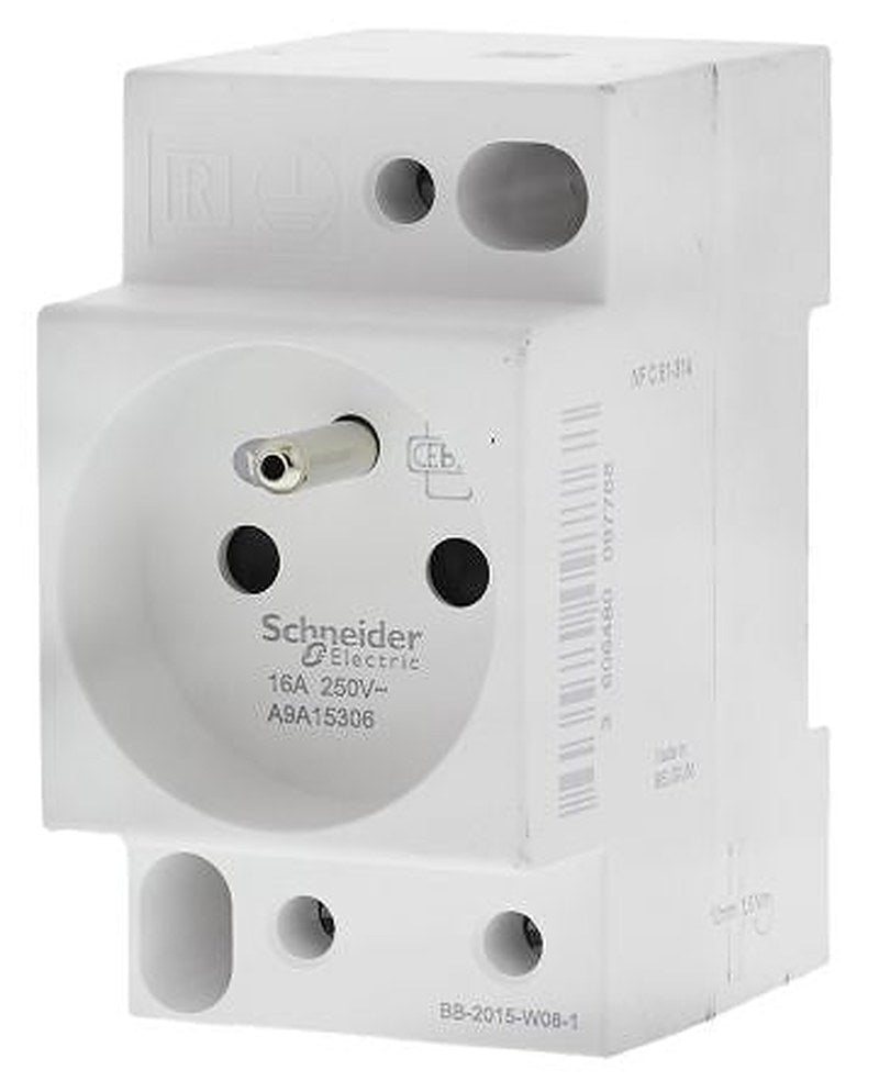 Schneider Electric Modular Socket White, 16A, DIN Rail
