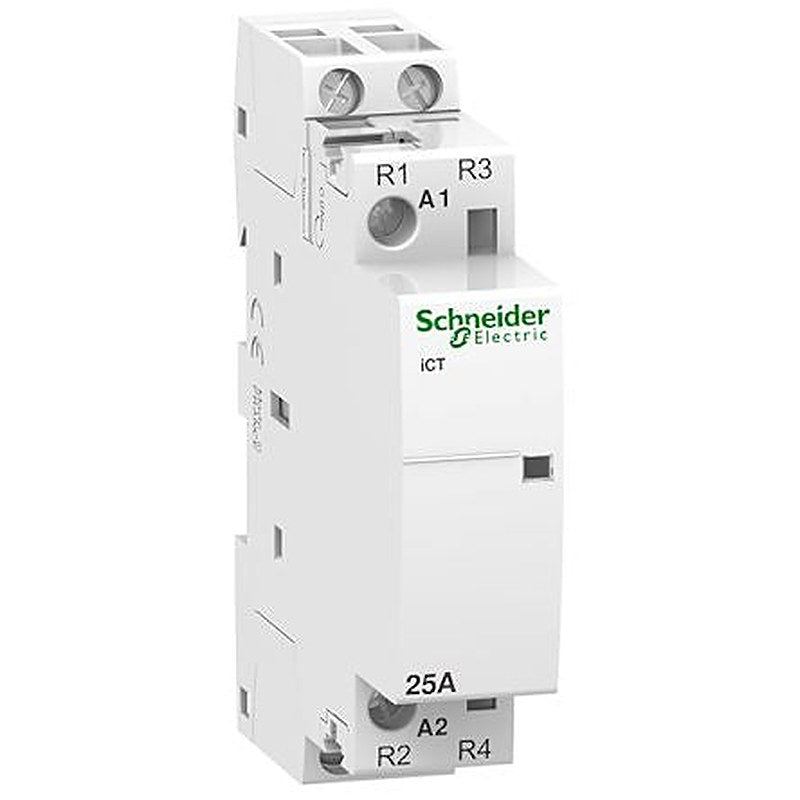 Schneider Electric ICT Contactor, 220V ac, 240 V ac Coil, 2-Pole, 25 A, 0.9 W 240V ac, 2 NC, 250V ac
