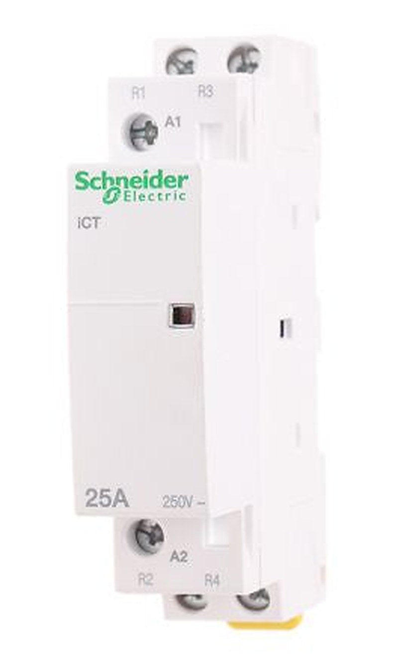 Schneider Electric Acti9 iCT Contactor, 230V ac Coil, 2-Pole, 25 A, 1.2 W 240V, 2 NC, 250V ac