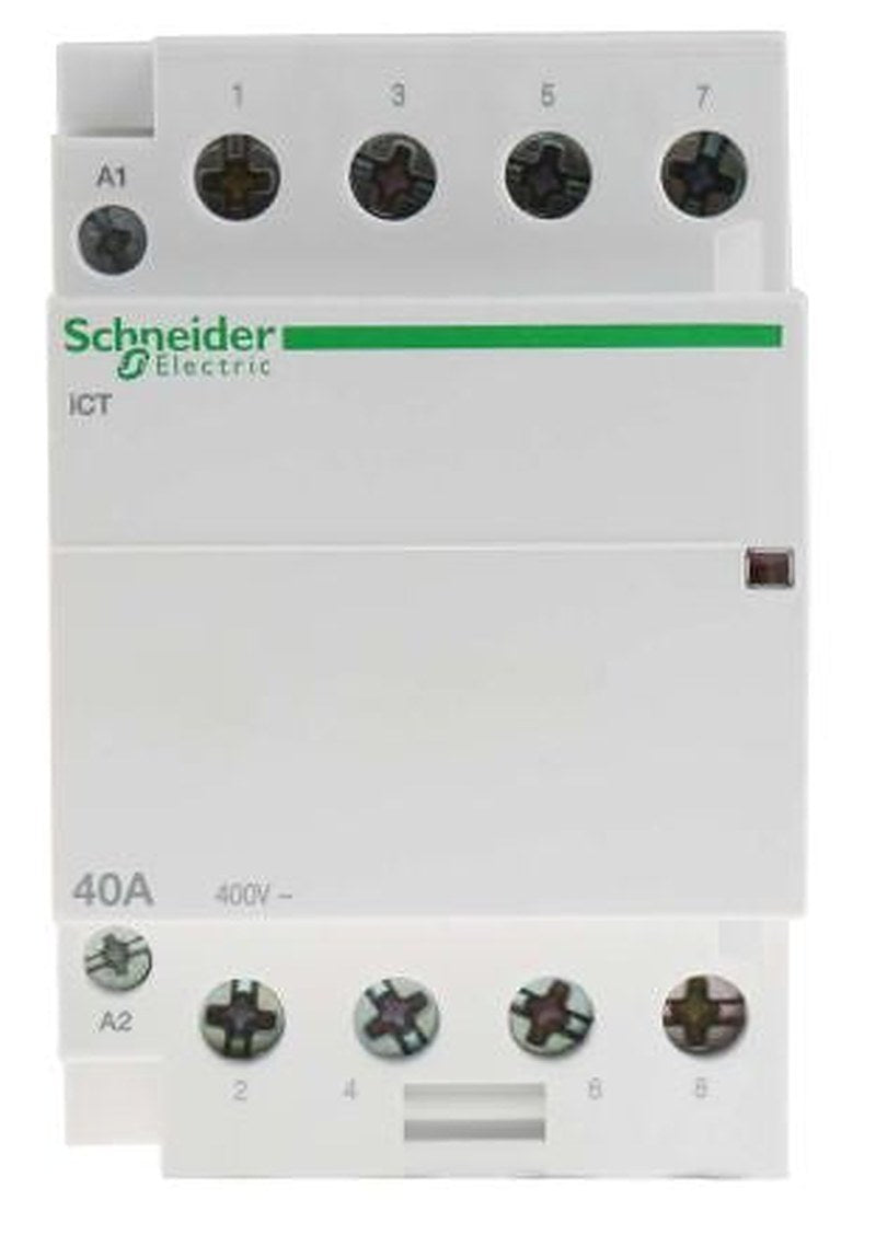 Schneider Electric Acti9 iCT Contactor, 230V ac Coil, 4-Pole, 40 A, 2.1 W 240V, 4 NO, 400V ac