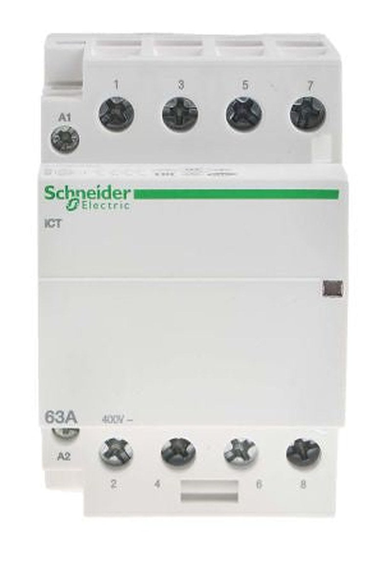 Schneider Electric Acti9 iCT Contactor, 230V ac Coil, 4-Pole, 63 A, 2.1 W 240V, 4 NO, 400V ac