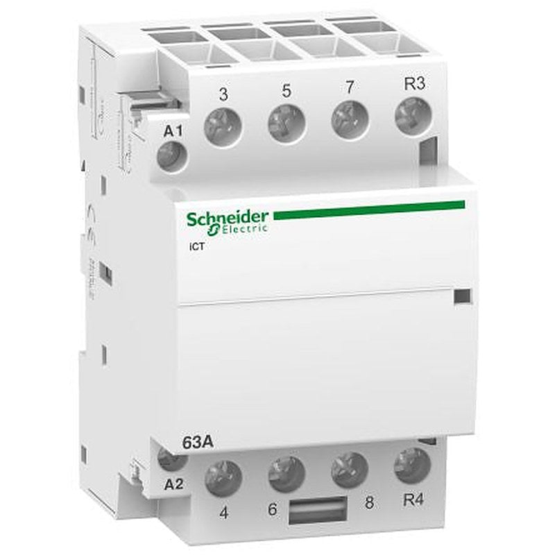 Schneider Electric Acti9 iCT Contactor, 230V ac Coil, 4-Pole, 63 A, 2.1 W 240V, 3 NO/1 NC, 400V ac