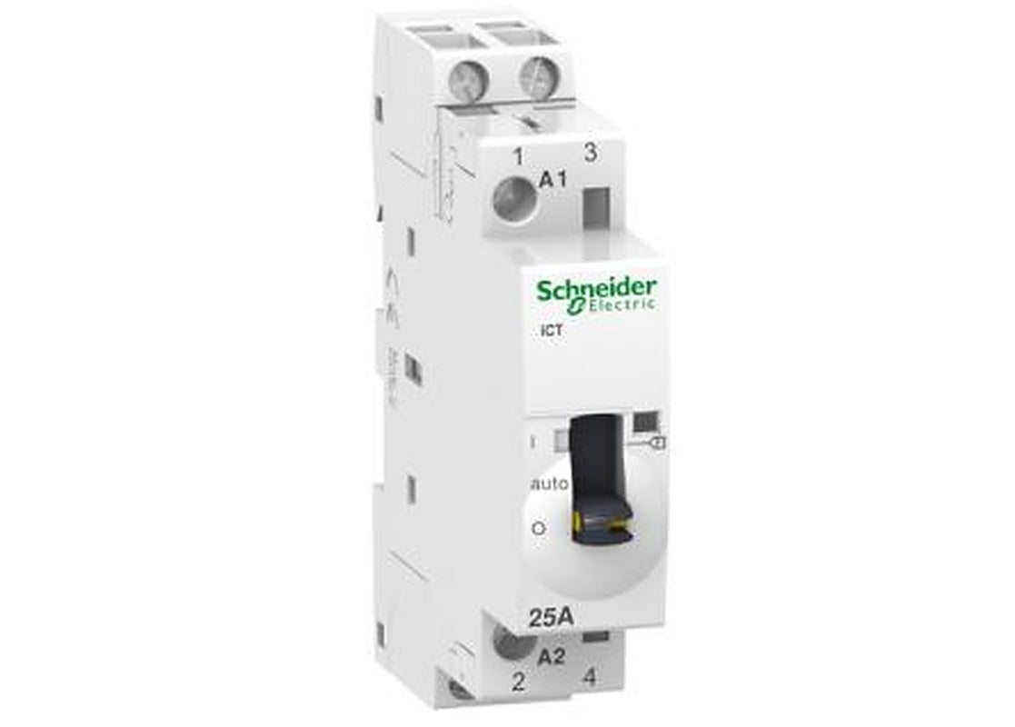 Schneider Electric Acti9 iCT Contactor, 24V Coil, 2-Pole, 1.3 W 24V, 2 NO