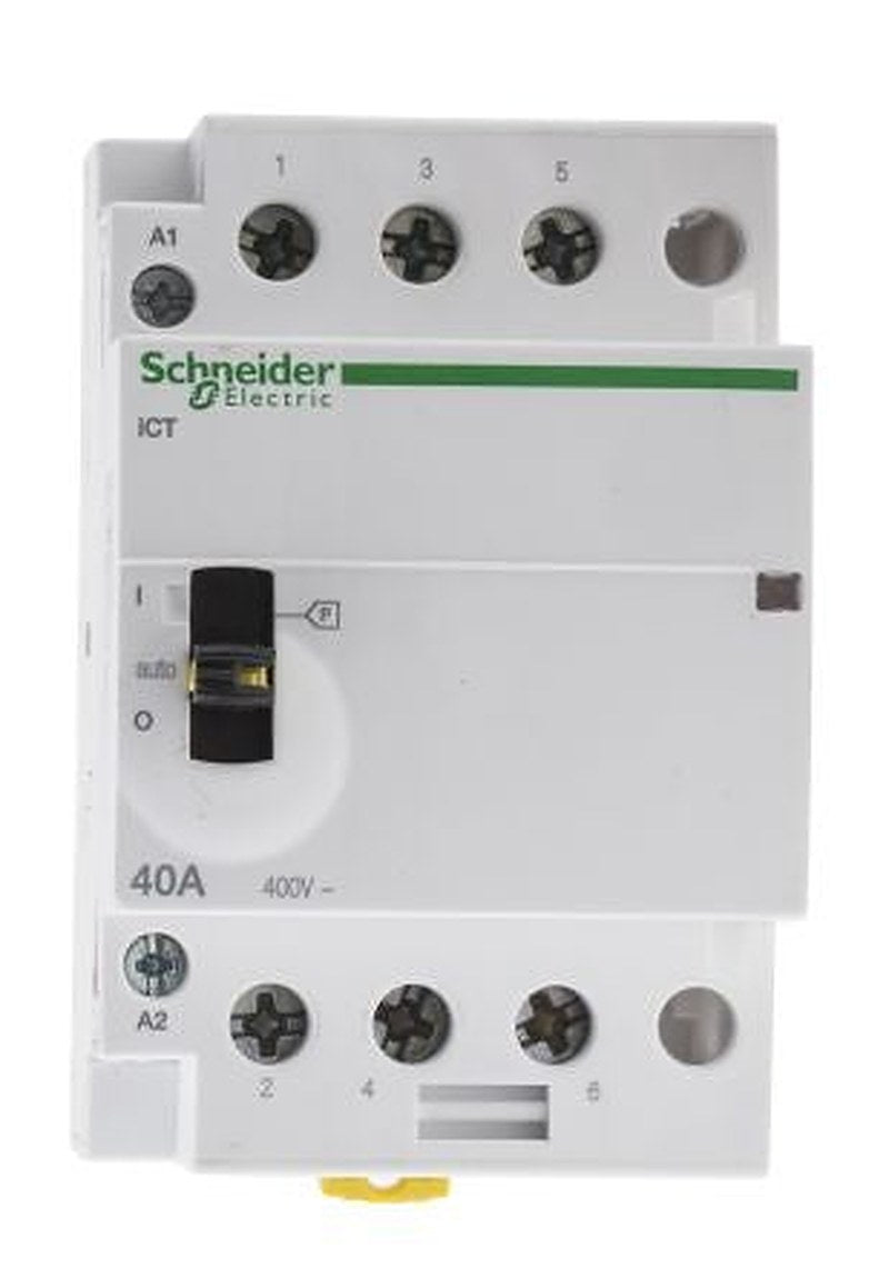 Schneider Electric Acti9 iCT Contactor, 230V ac Coil, 3-Pole, 40 A, 2.1 W 240V, 3 NO, 400V ac