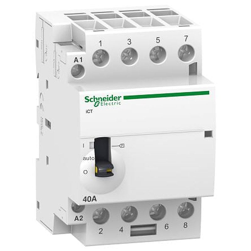 Schneider Electric Acti9 iCT Contactor, 230V ac Coil, 4-Pole, 40 A, 2.1 W 240V, 4 NO, 400V ac