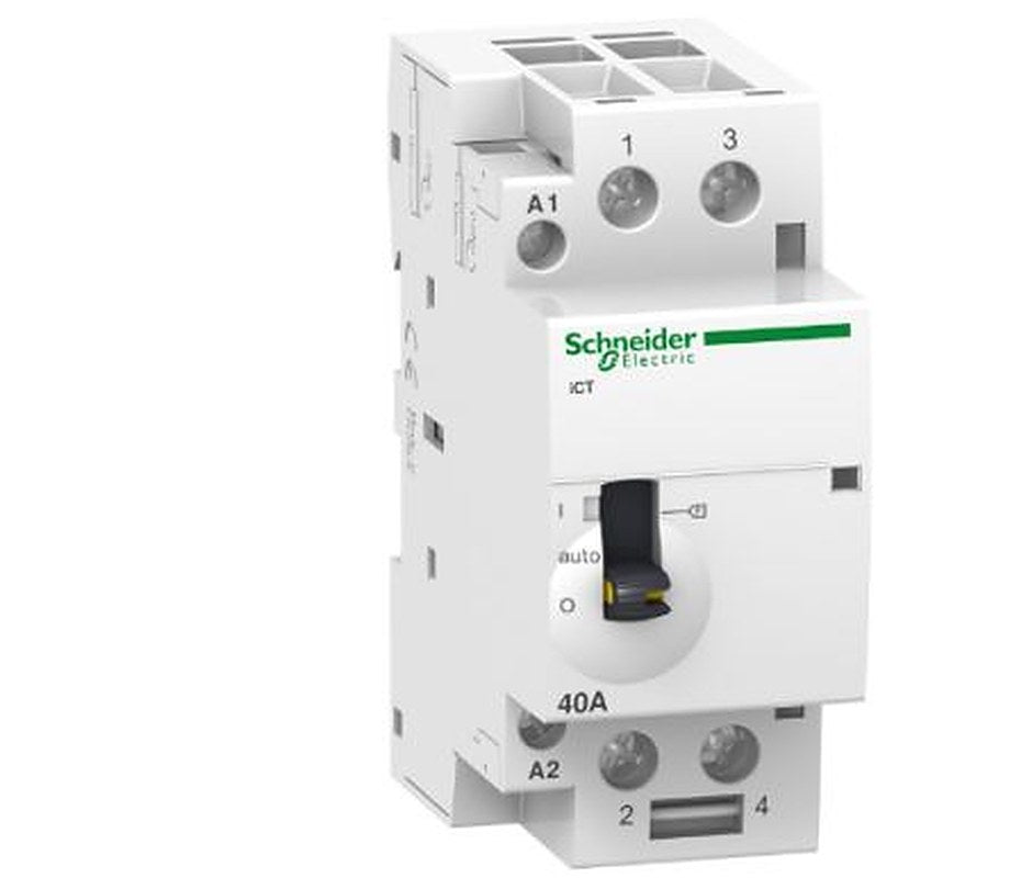 Schneider Electric Acti9 iCT Contactor, 240V Coil, 2-Pole, 1.6 W 240V, 2 NO