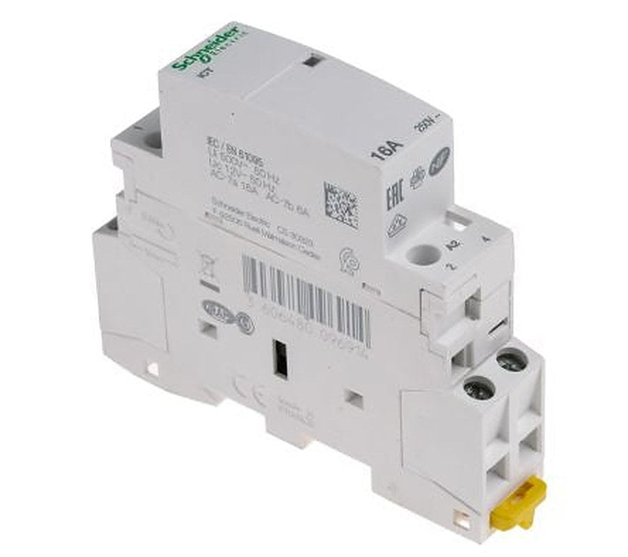 Schneider Electric Acti9 iCT Contactor, 12V ac Coil, 2-Pole, 16 A, 1.3 W 12V ac, 2 NO, 250V ac