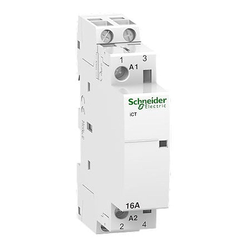 Schneider Electric ICT Contactor, 220V ac Coil, 2-Pole, 16 A, 1.3 W 220V ac, 2 NO, 250V ac