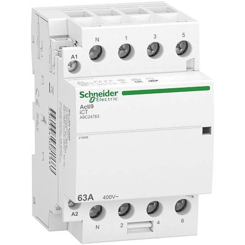 Schneider Electric Acti9 iDT40 Contactor, 240V ac Coil, 4-Pole, 63 A 240V ac, 4 NO, 690V