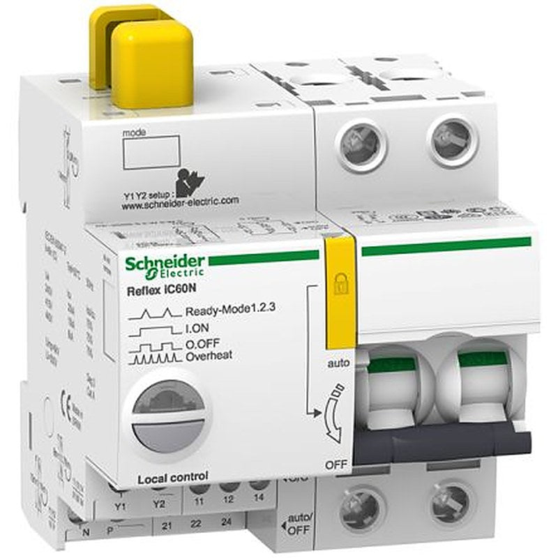 Schneider Electric Acti9 Reflex iC60 Miniature Circuit Breaker, 2-Pole, 10A, Type B, 230V ac AC, 24 V dc DC, 20 kA