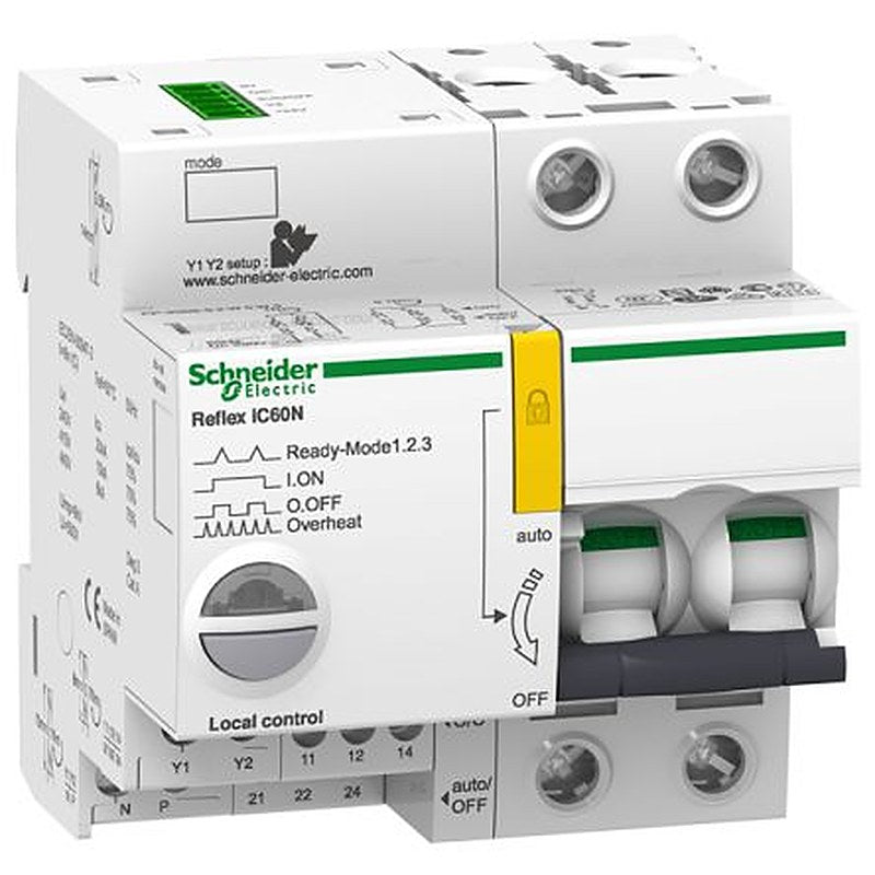 Schneider Electric Acti9 A9C61 Miniature Circuit Breaker, 2-Pole, 25A, Type B, 230V ac AC, 48 V dc DC, 20 kA Breaking