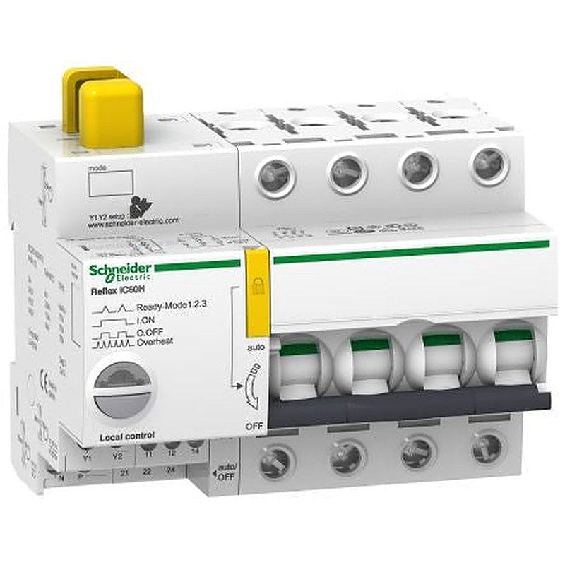 Schneider Electric Acti9 Acti9 Reflex Miniature Circuit Breaker, 4-Pole, 10A, Type B, 500V ac AC, 30 kA Breaking