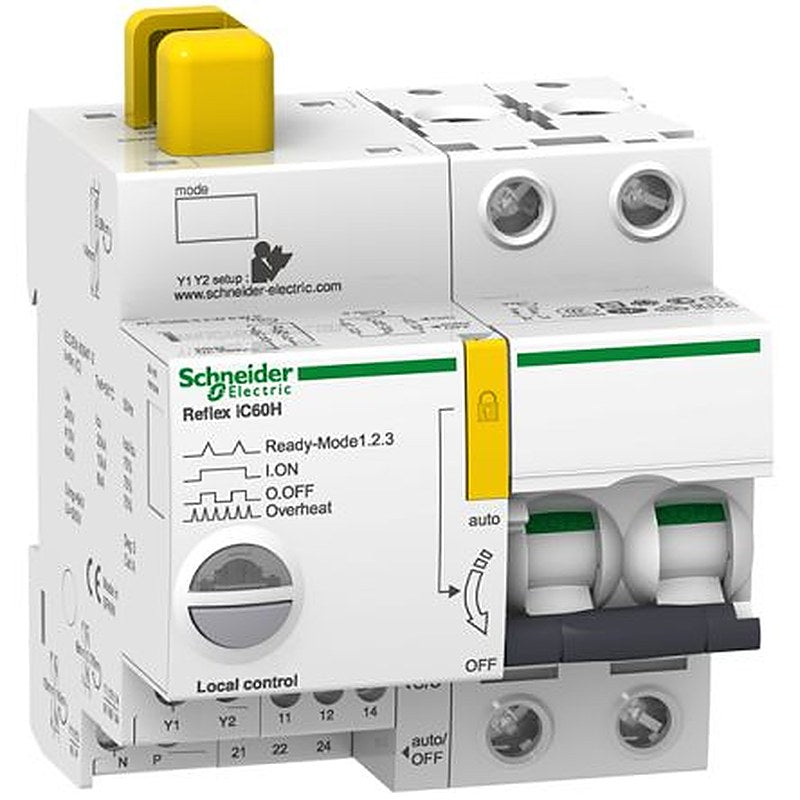 Schneider Electric Acti9 A9C6 Miniature Circuit Breaker, 2-Pole, 16A, Type D, 230V ac AC, 48 V dc DC, 30 kA Breaking