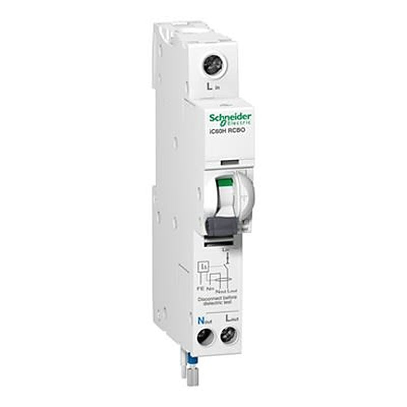 Schneider Electric Circuit Breaker, 16A Current Rating, 1P+N-Pole, 10 mA Trip Sensitivity, C Curve, Acti9 Range, A9D