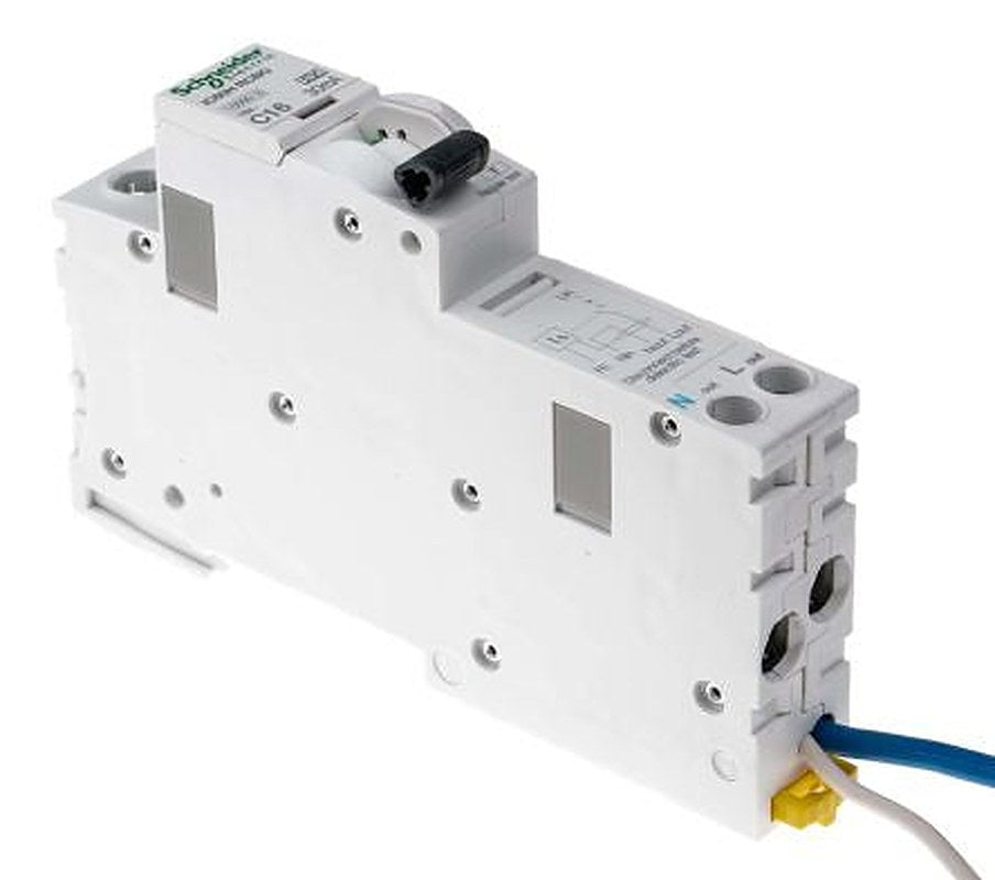 Schneider Electric Residual Current Circuit Breaker with Overload Protection, 16A Current Rating, 1-Pole, 30 mA Trip