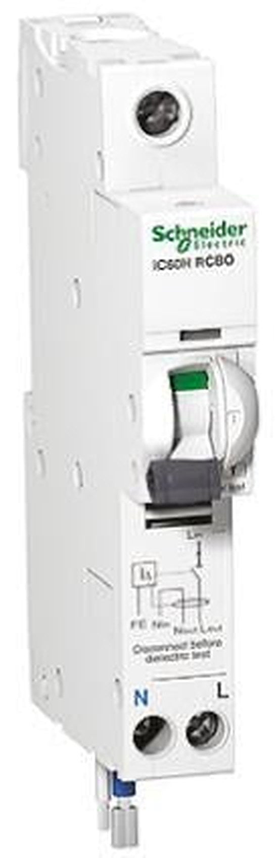Schneider Electric Residual Current Circuit Breaker with Overload Protection, 10A Current Rating, 1-Pole, 30 mA Trip