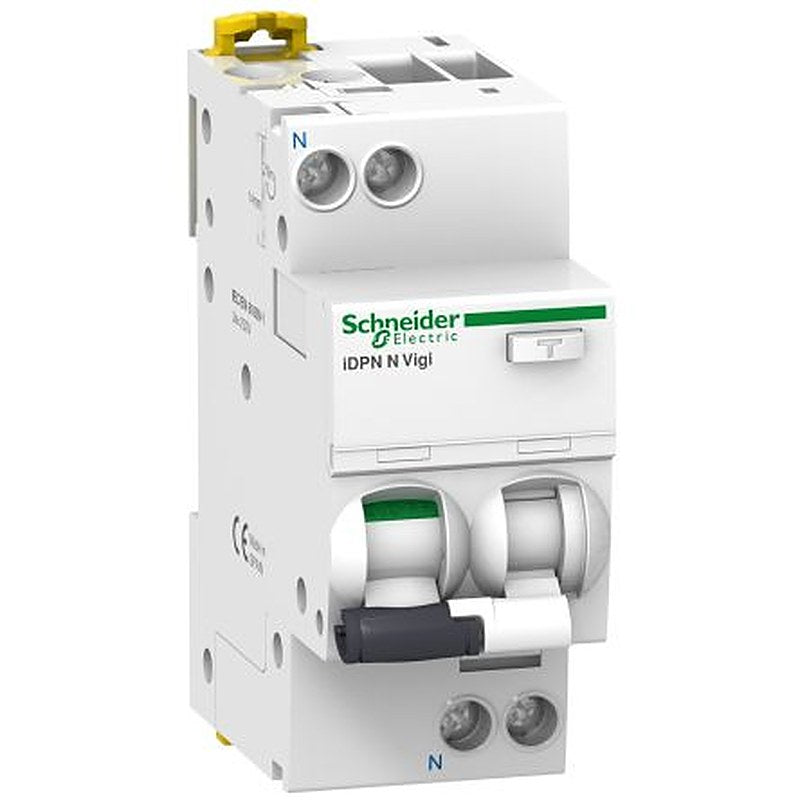 Schneider Electric Residual Current Circuit Breaker with Overload Protection, 10A Current Rating, 1-Pole, 30 mA Trip