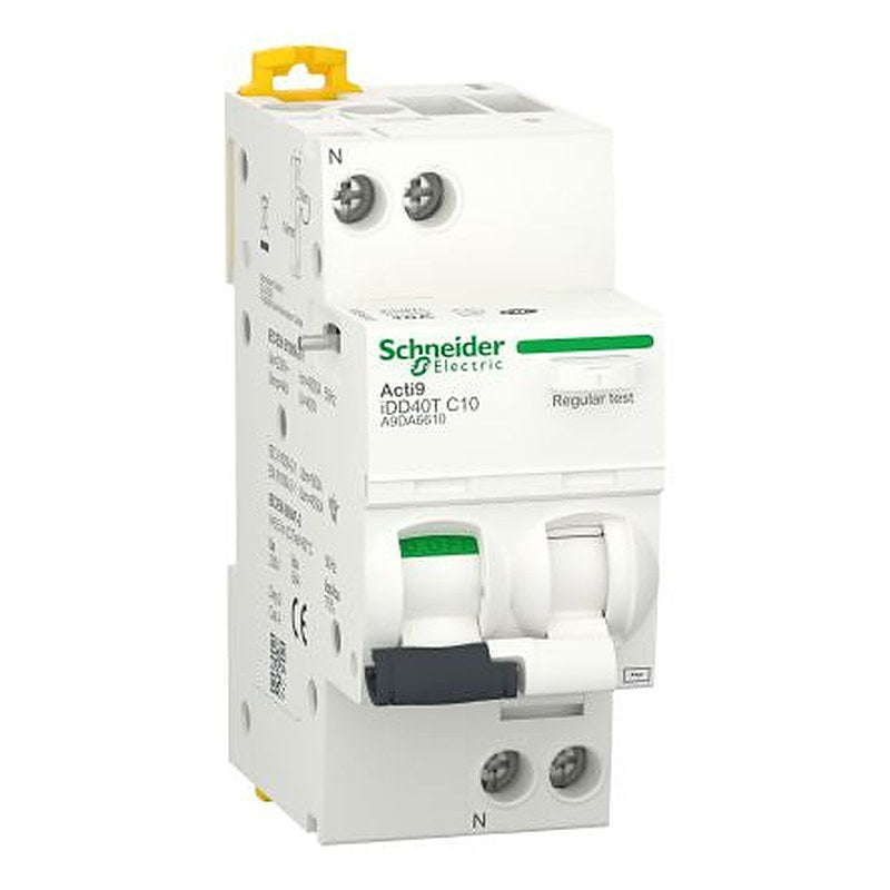 Schneider Electric Residual Current Circuit Breaker with Overload Protection, 10A Current Rating, 1-Pole, 300 mA Trip