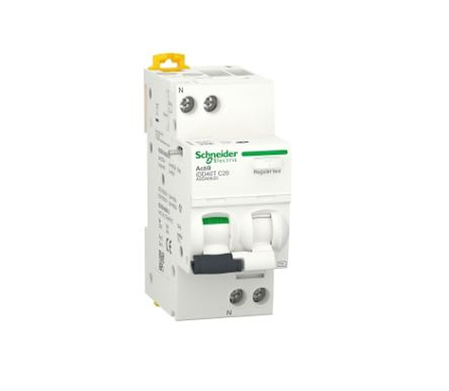 Schneider Electric Residual Current Circuit Breaker with Overload Protection, 20A Current Rating, 1-Pole, 300 mA Trip