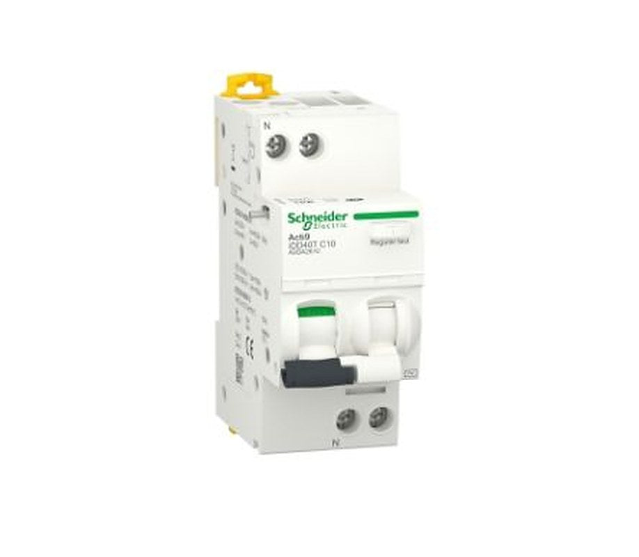 Schneider Electric Residual Current Circuit Breaker with Overload Protection, 20A Current Rating, 1-Pole, 30 mA Trip