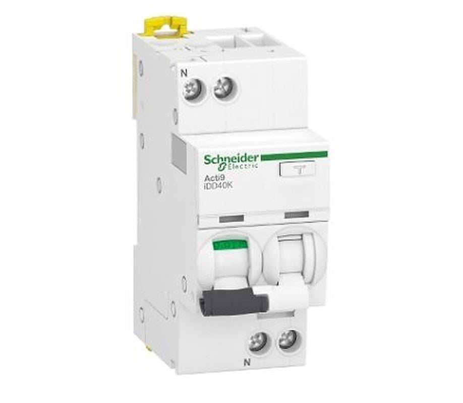 Schneider Electric Residual Current Circuit Breaker with Overload Protection, 10A Current Rating, 1-Pole, 300 mA Trip