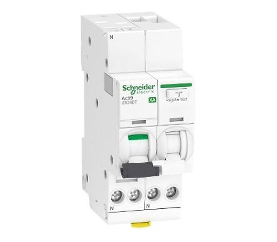 Schneider Electric Residual Current Circuit Breaker with Overload Protection, 20A Current Rating, 1-Pole, 300 mA Trip