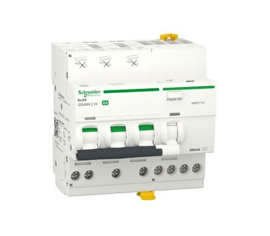 Schneider Electric Residual Current Circuit Breaker with Overload Protection, 16A Current Rating, 3-Pole, 300 mA Trip