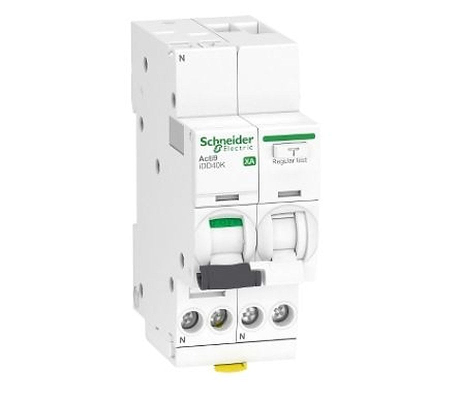Schneider Electric Residual Current Circuit Breaker with Overload Protection, 20A Current Rating, 1-Pole, 30 mA Trip