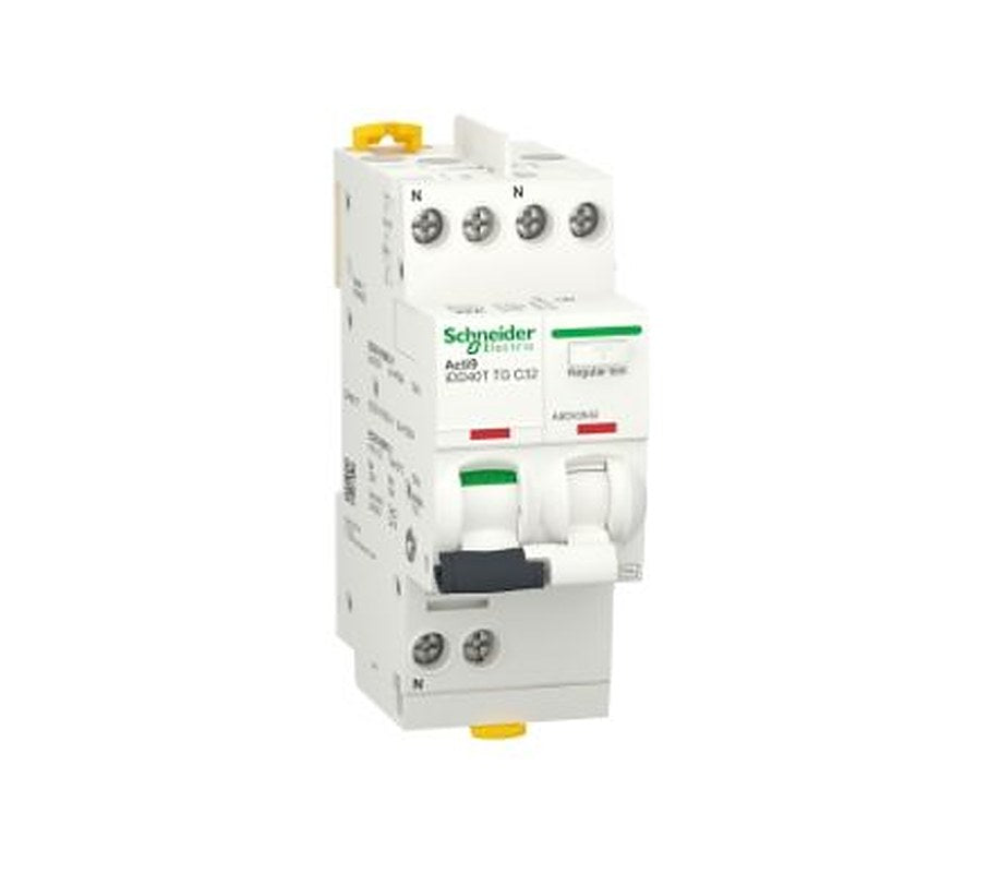 Schneider Electric Residual Current Circuit Breaker with Overload Protection, 20A Current Rating, 1-Pole, 30 mA Trip