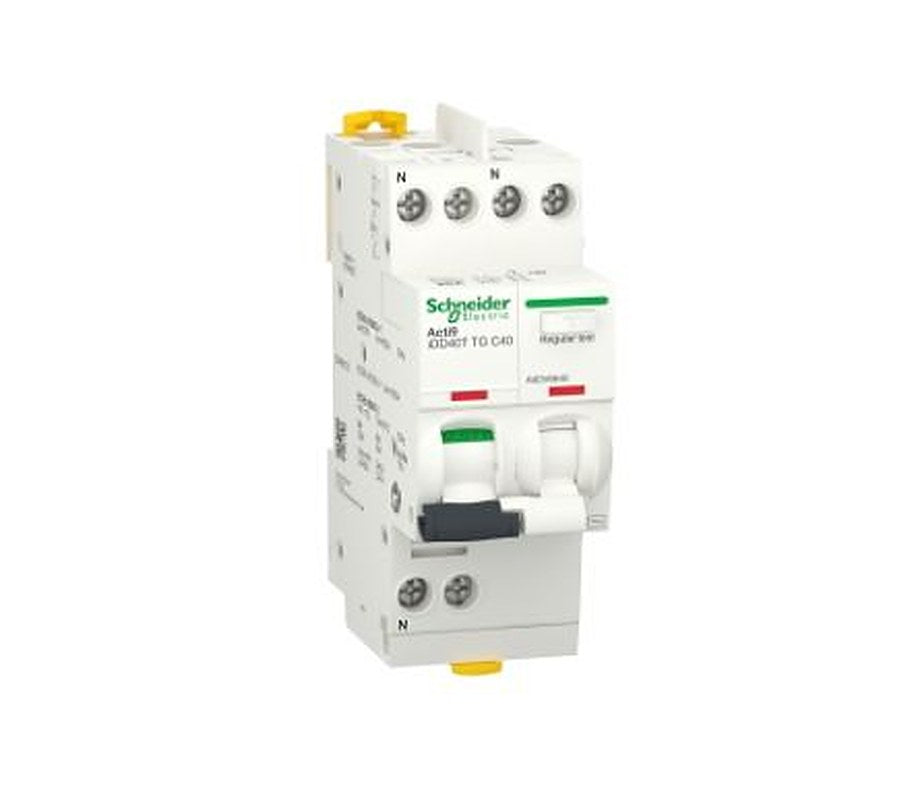 Schneider Electric Residual Current Circuit Breaker with Overload Protection, 40A Current Rating, 1-Pole, 300 mA Trip