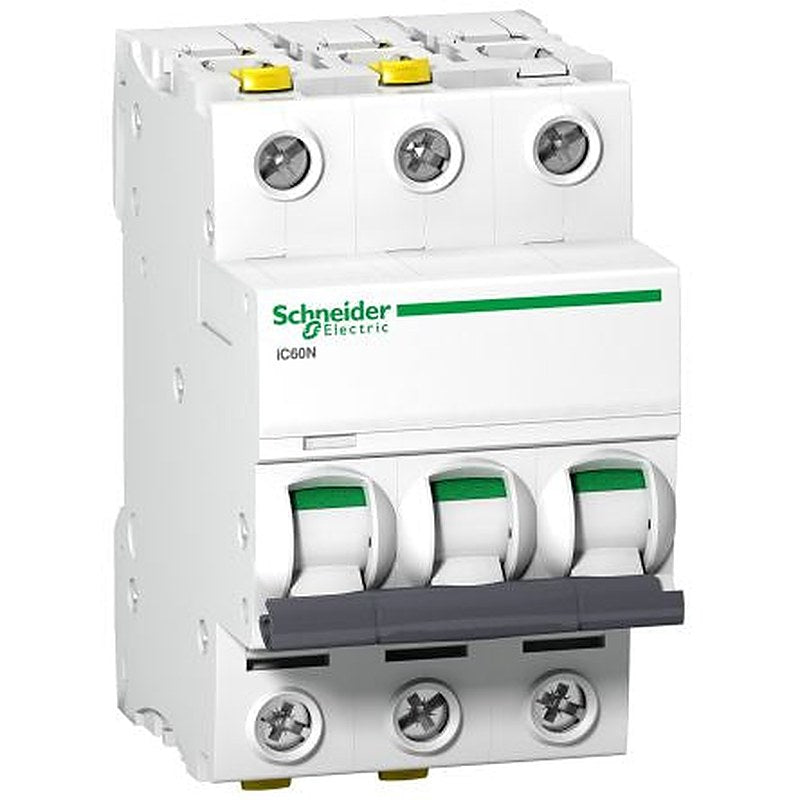 Schneider Electric Acti9 A9F04 Circuit Breaker, 3-Pole, 6A, Type C, 500V ac AC, 180 V dc DC, 6 kA Breaking Capacity