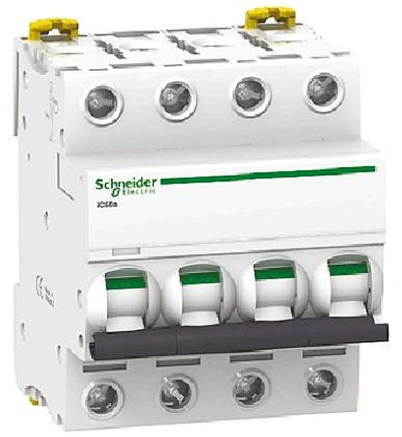 Schneider Electric Acti9 IC60N Miniature Circuit Breaker, 4-Pole, 20A, Type C, 440V ac AC, 250 V dc DC, 6 kA Breaking