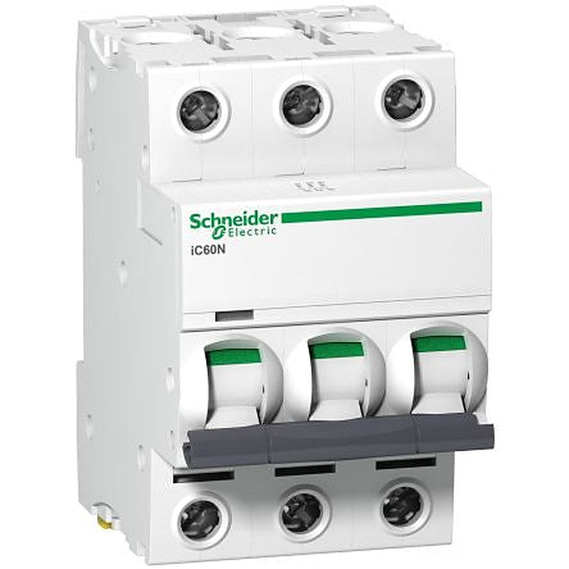 Schneider Electric Acti9 iC60N Circuit Breaker, 3-Pole, 10A, Curve D, 133V ac AC, 36 kA Breaking Capacity